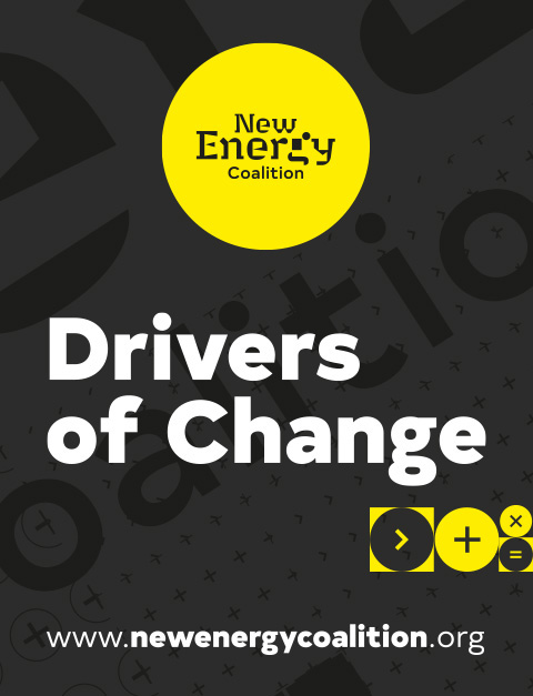 Banner binnen de visuele identiteit van New Energy Coalition