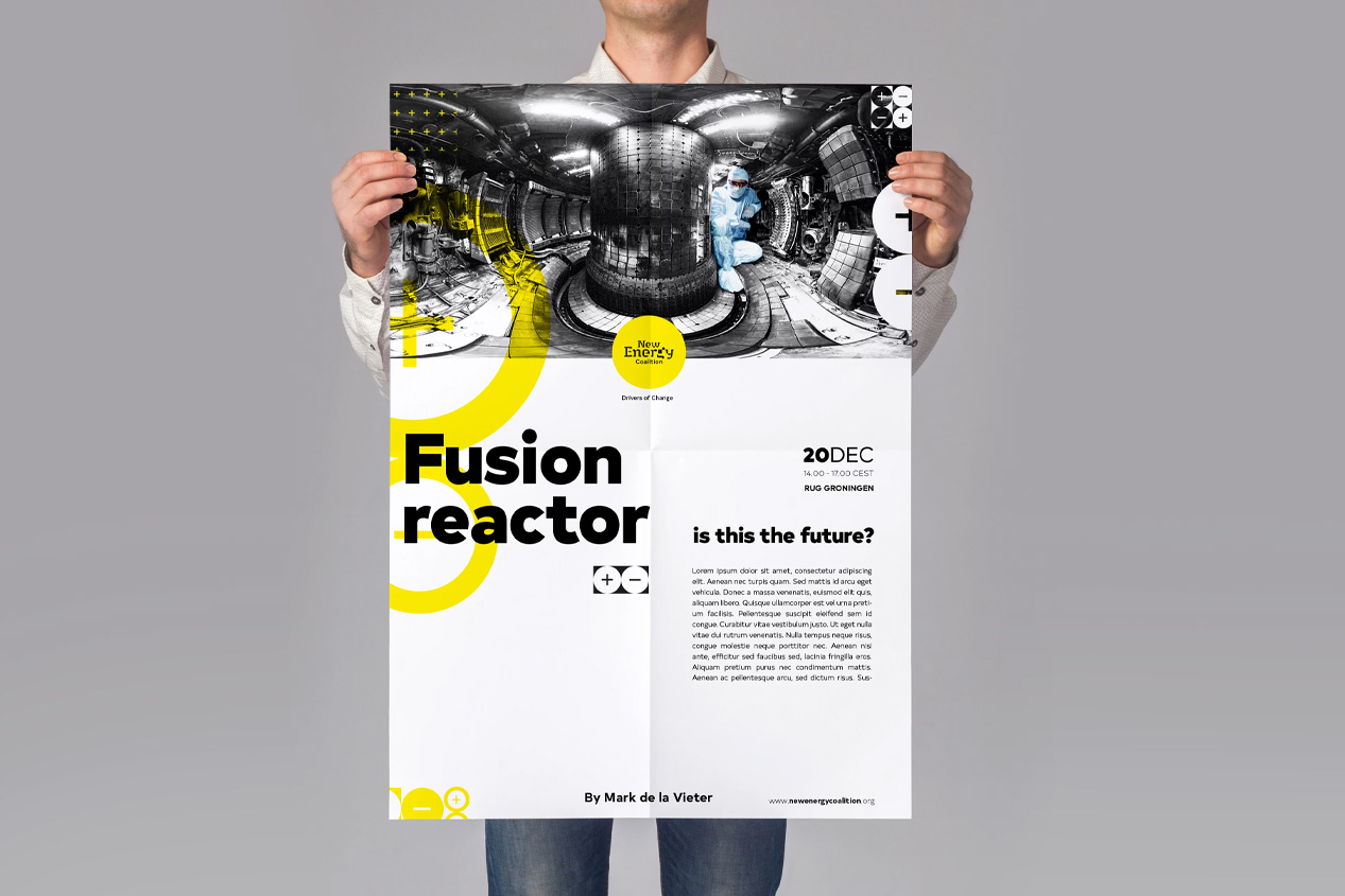 Posterontwerp met grafische stijlelementen van New Energy Coalition