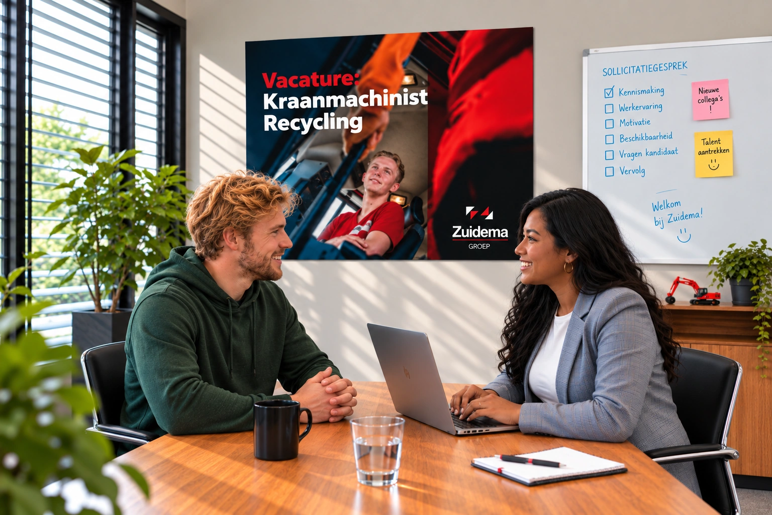 Kandidaat in gesprek met een medewerker van Zuidema Groep als onderdeel van de arbeidscommunicatie door Dappr.