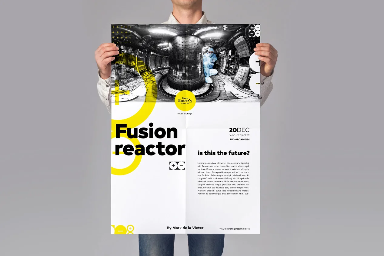 Posterontwerp met grafische stijlelementen van New Energy Coalition